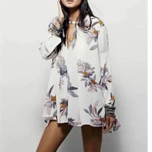Free people electric orchard green floral mini dress tunic - Picture 13 of 13